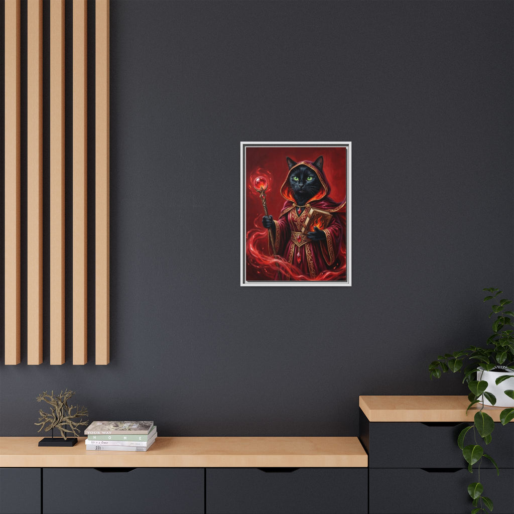 Black Cat Mage Matte Canvas Print (Framed)