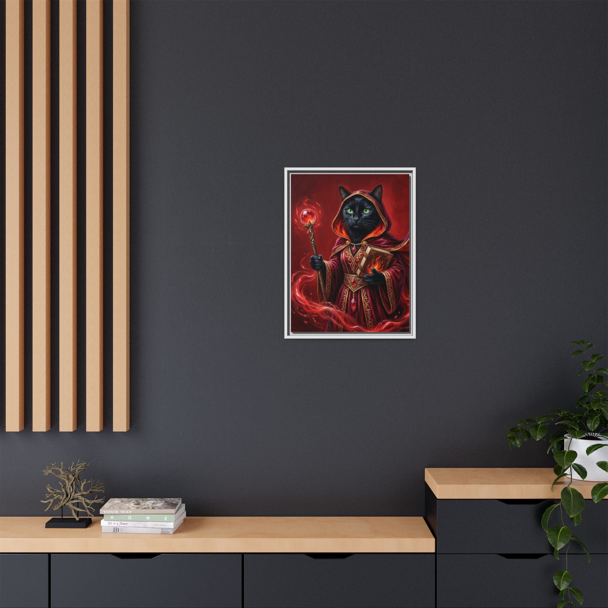 Black Cat Mage Matte Canvas Print (Framed)