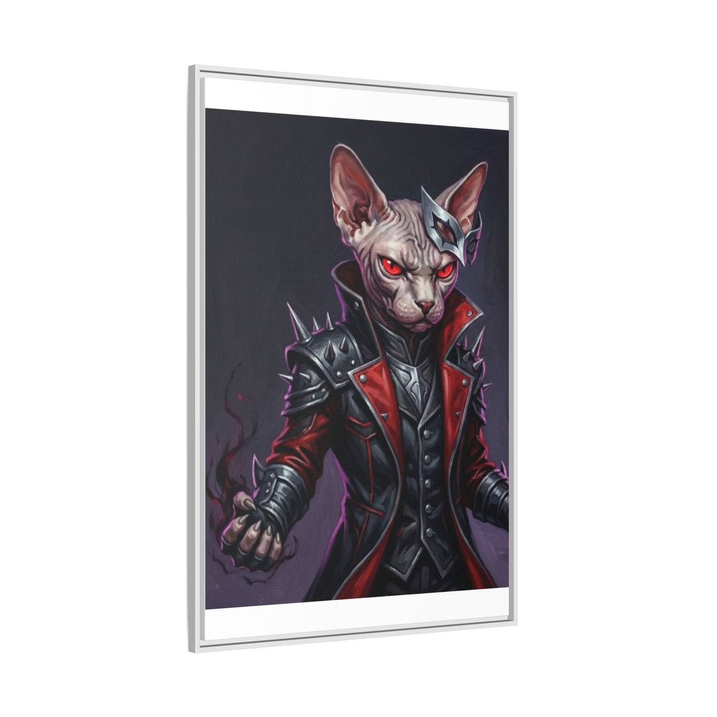 Dark Sphinx Cat Matte Framed Canvas Print Gothic Fantasy Wall Art