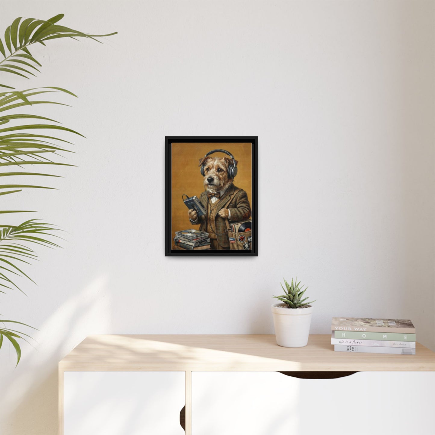 Vintage DJ Dog Matte Canvas Print