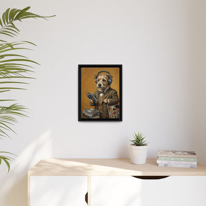 Vintage DJ Dog Matte Canvas Print