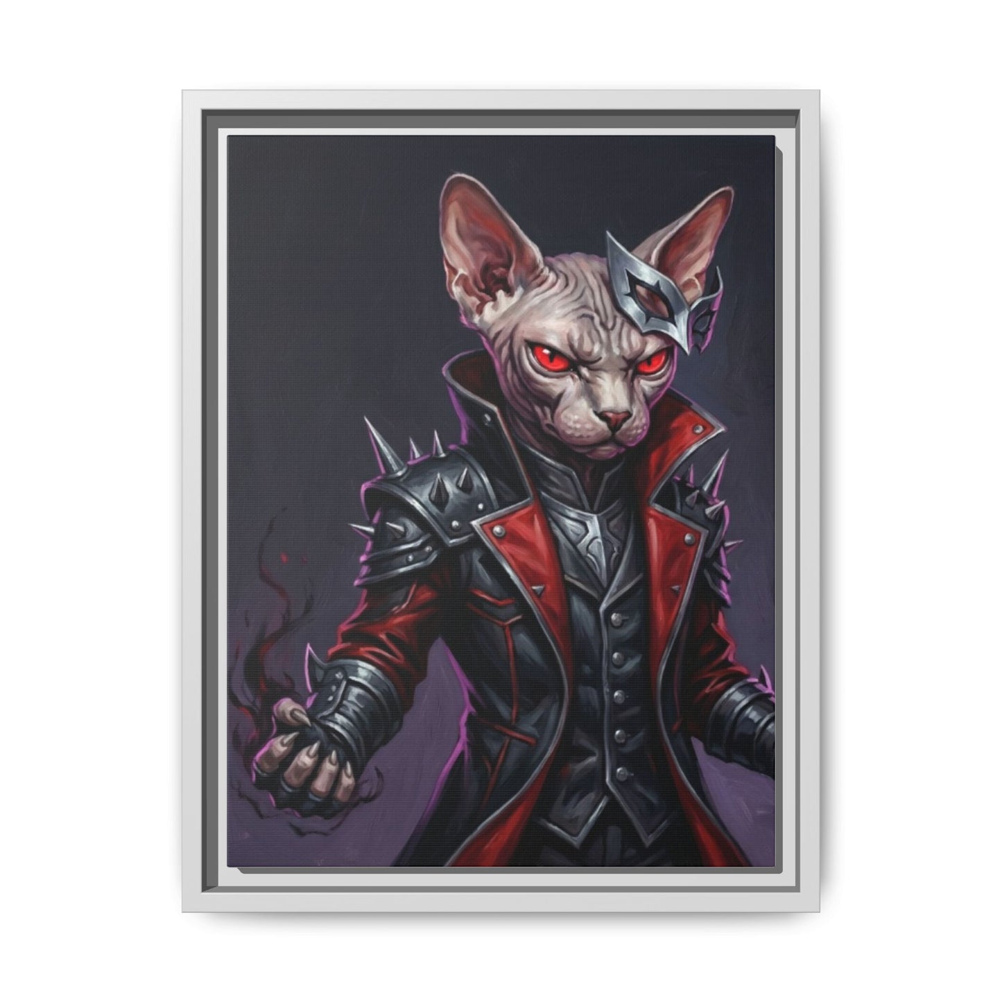 Dark Sphinx Cat Matte Framed Canvas Print Gothic Fantasy Wall Art