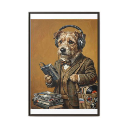 Vintage DJ Dog Matte Canvas Print