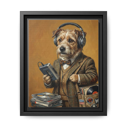 Vintage DJ Dog Matte Canvas Print