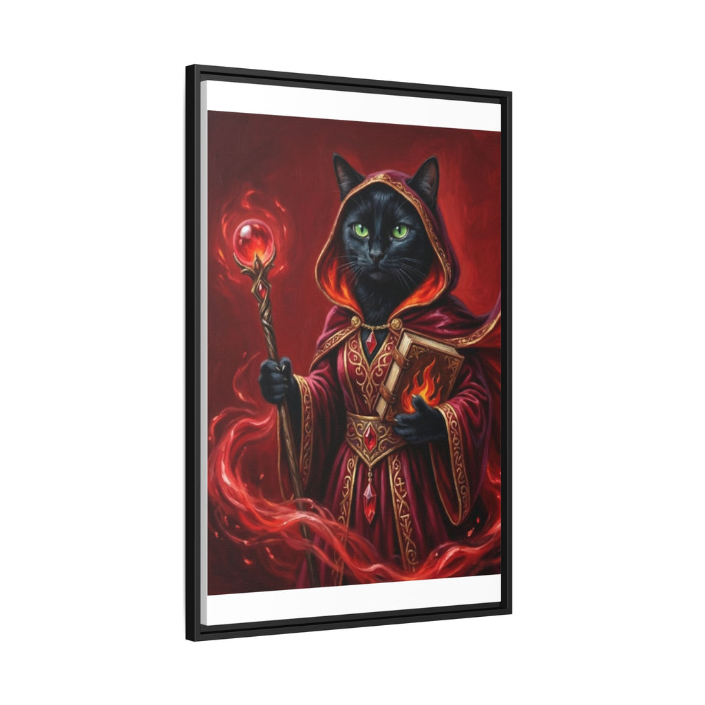 Black Cat Mage Matte Canvas Print (Framed)