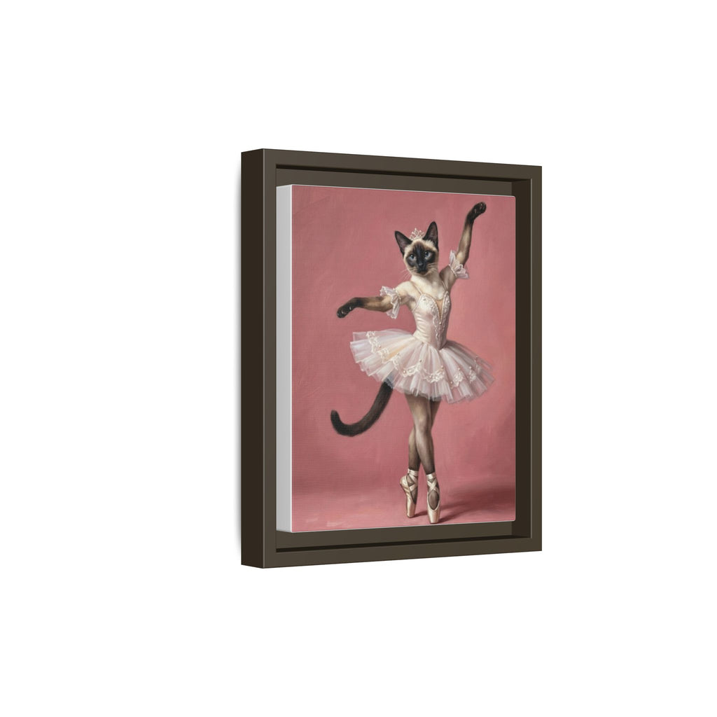 Ballerina Cat Framed Canvas Print — Whimsical Ballet Cat Wall Art