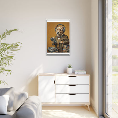 Vintage DJ Dog Matte Canvas Print
