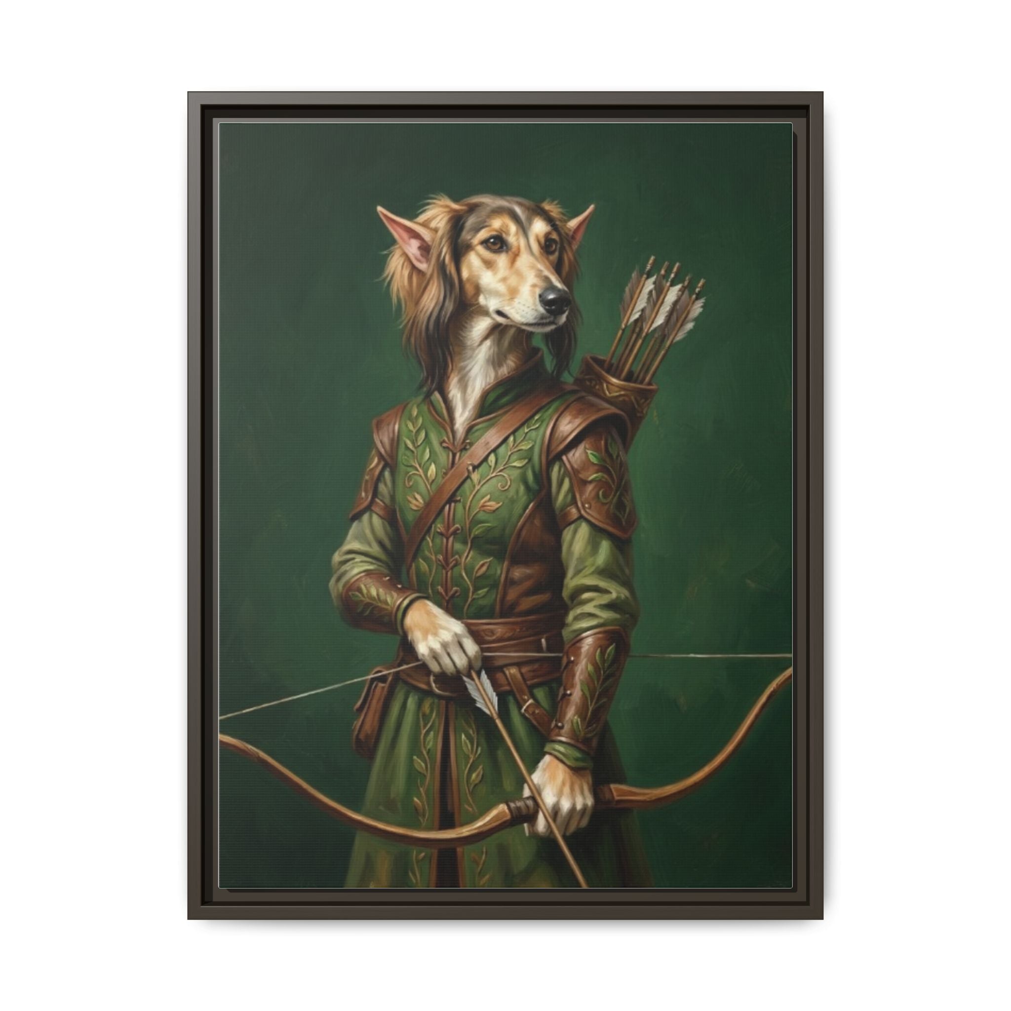 Archer Dog Matte Canvas Print — Framed Fantasy Animal Portrait