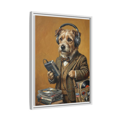 Vintage DJ Dog Matte Canvas Print