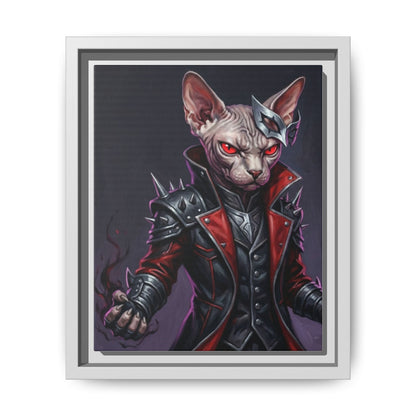 Dark Sphinx Cat Matte Framed Canvas Print Gothic Fantasy Wall Art