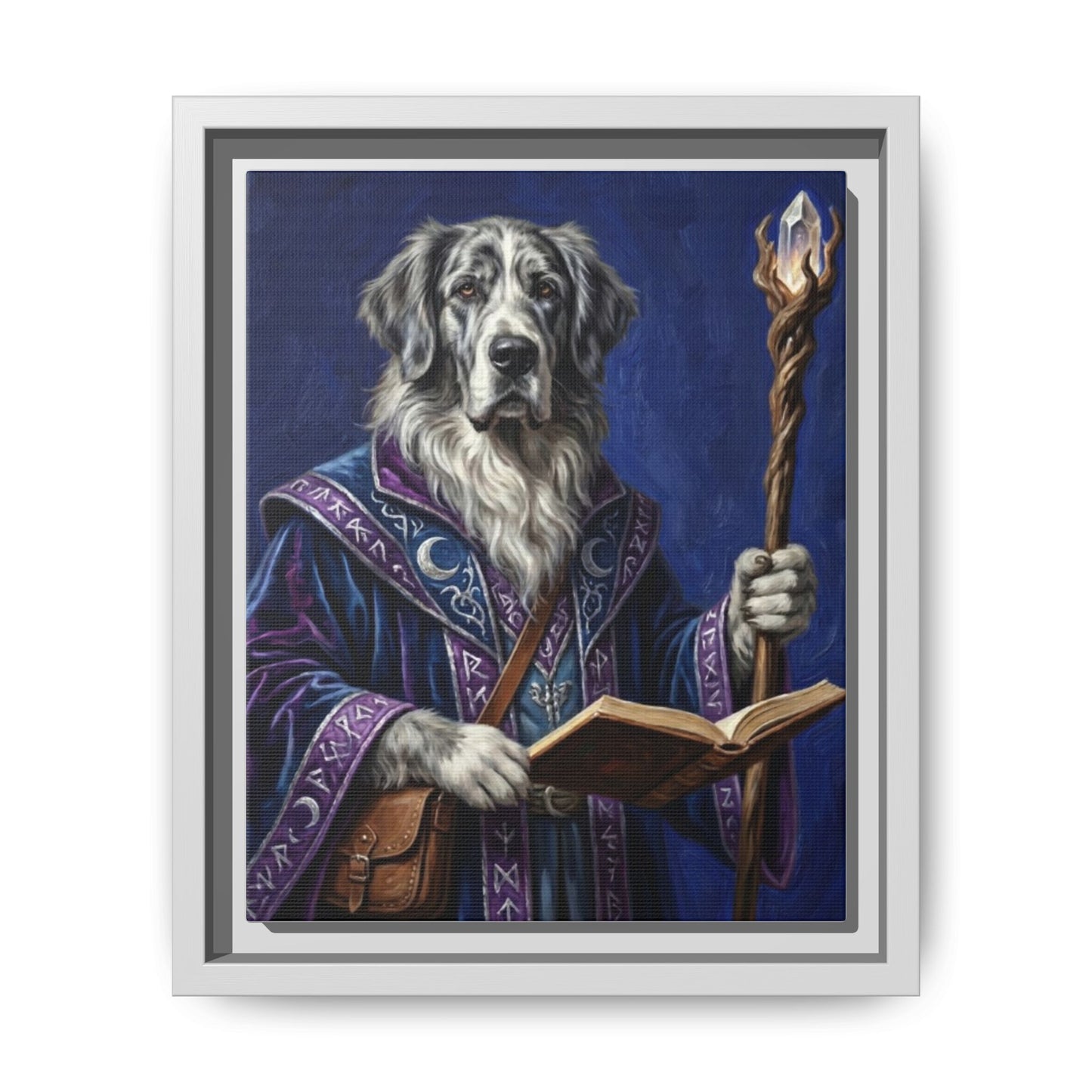 Wizard Dog Framed Canvas Print Mystic Canine Art