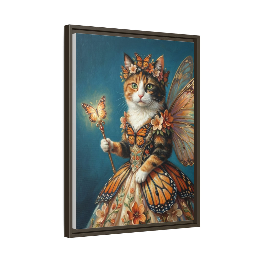 Butterfly Fairy Cat Matte Canvas Framed Art