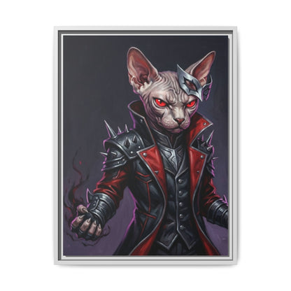 Dark Sphinx Cat Matte Framed Canvas Print Gothic Fantasy Wall Art