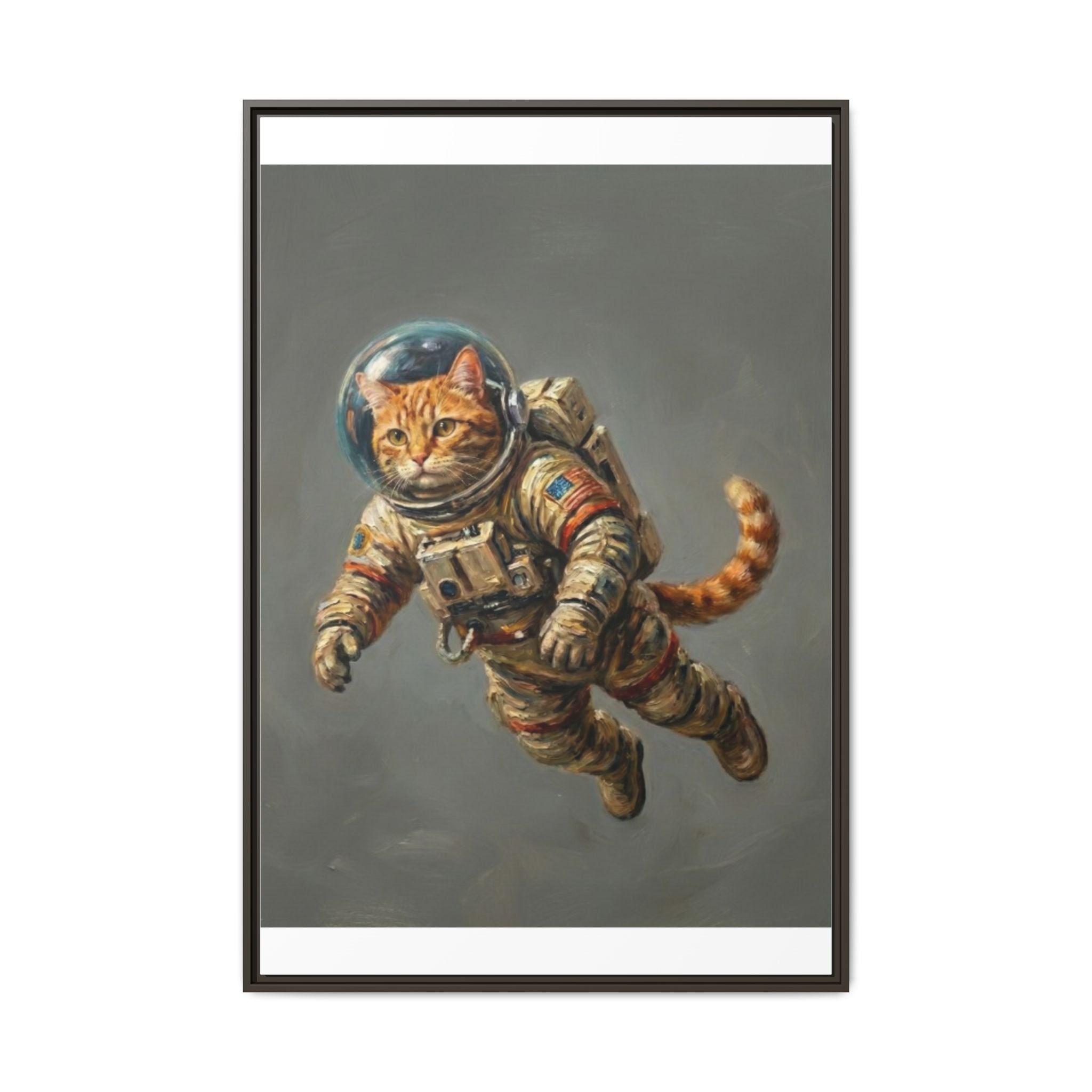Astronaut Cat Matte Framed Canvas — Whimsical Space Cat Wall Art