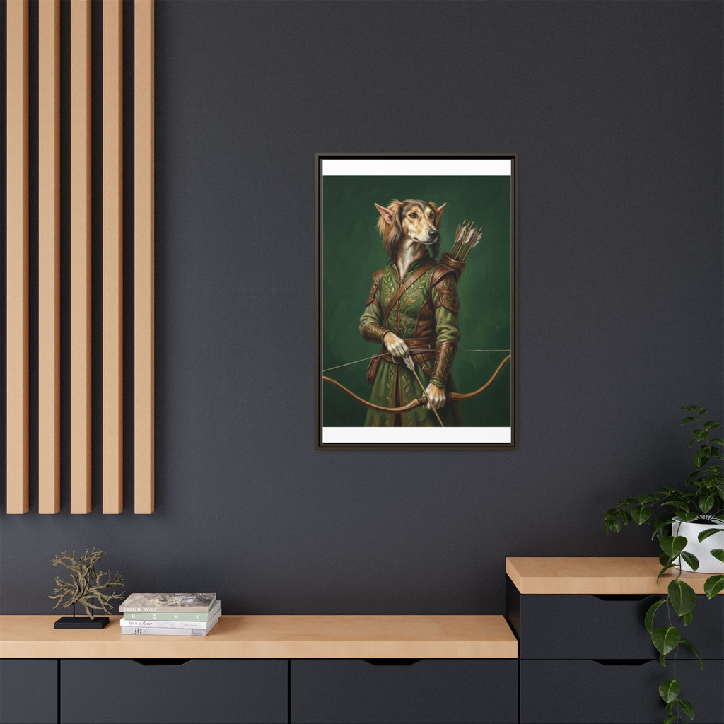 Archer Dog Matte Canvas Print — Framed Fantasy Animal Portrait