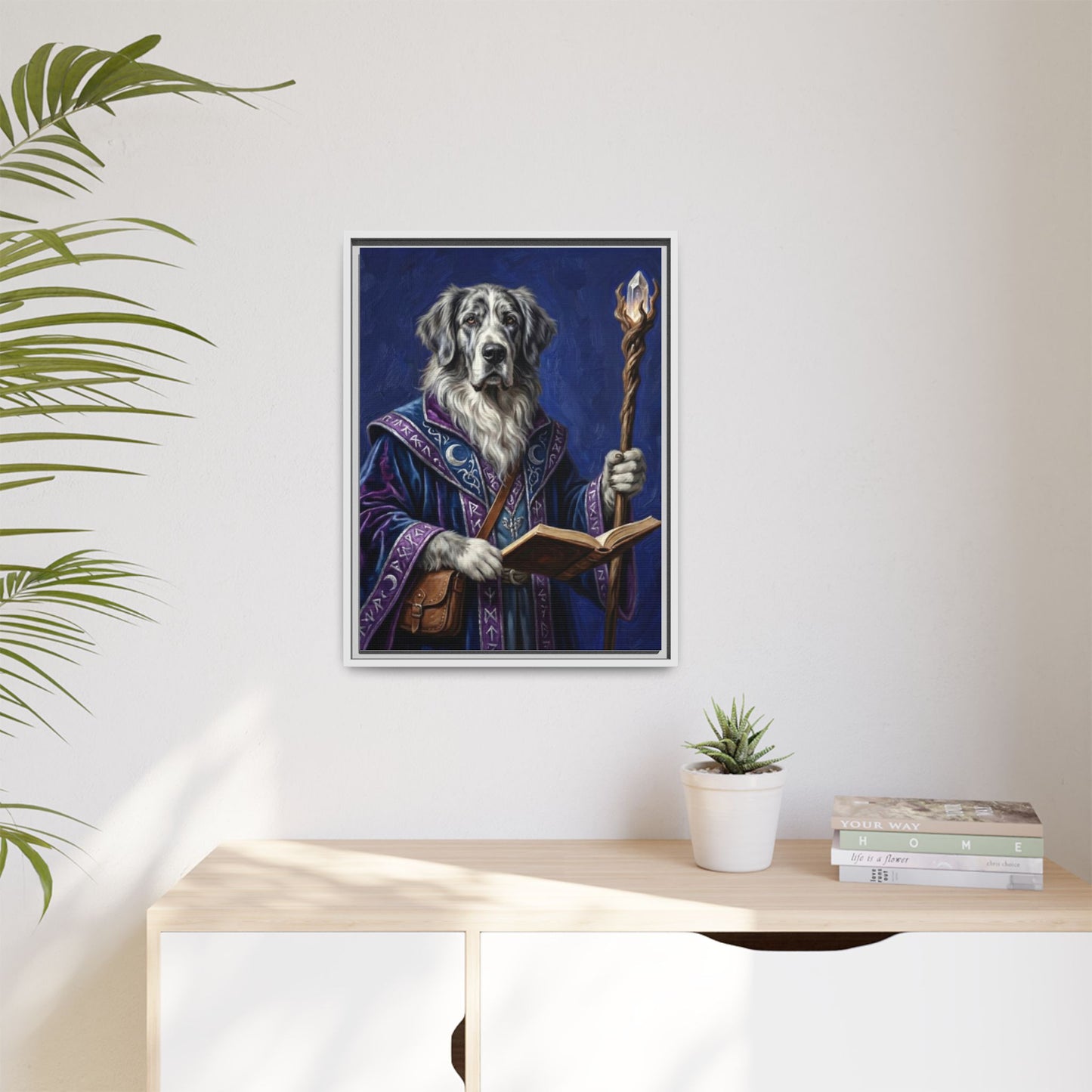 Wizard Dog Framed Canvas Print Mystic Canine Art