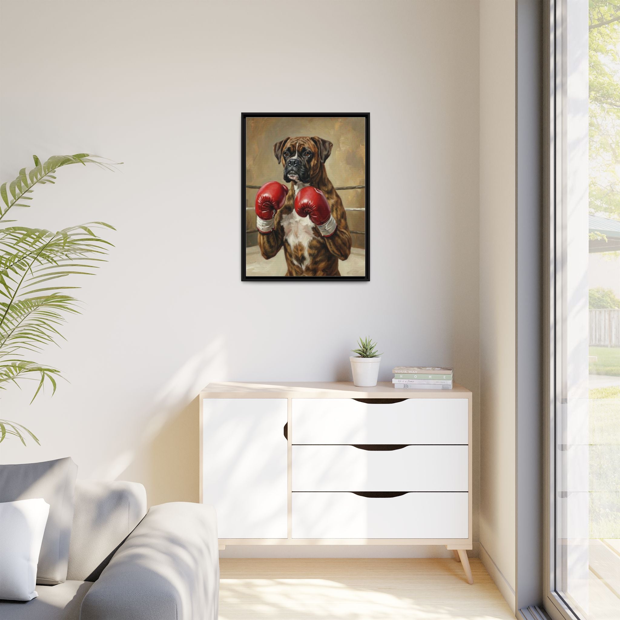 Boxer Dog Canvas Print — Framed Matte Wall Art