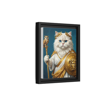 Regal Athena Cat Framed Canvas Print Mythic White Cat Wall Art