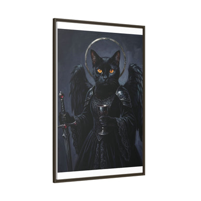 Gothic Black Cat with Halo & Chalice