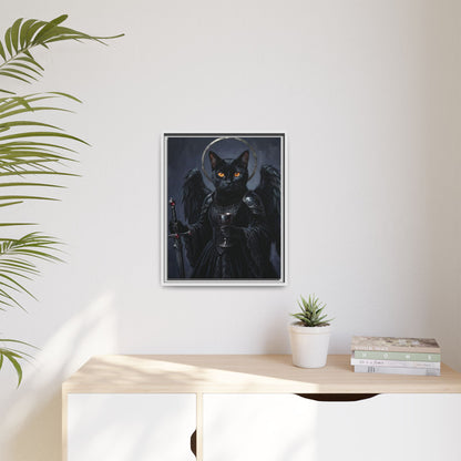 Gothic Black Cat with Halo & Chalice
