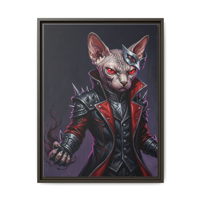 Dark Sphinx Cat Matte Framed Canvas Print Gothic Fantasy Wall Art