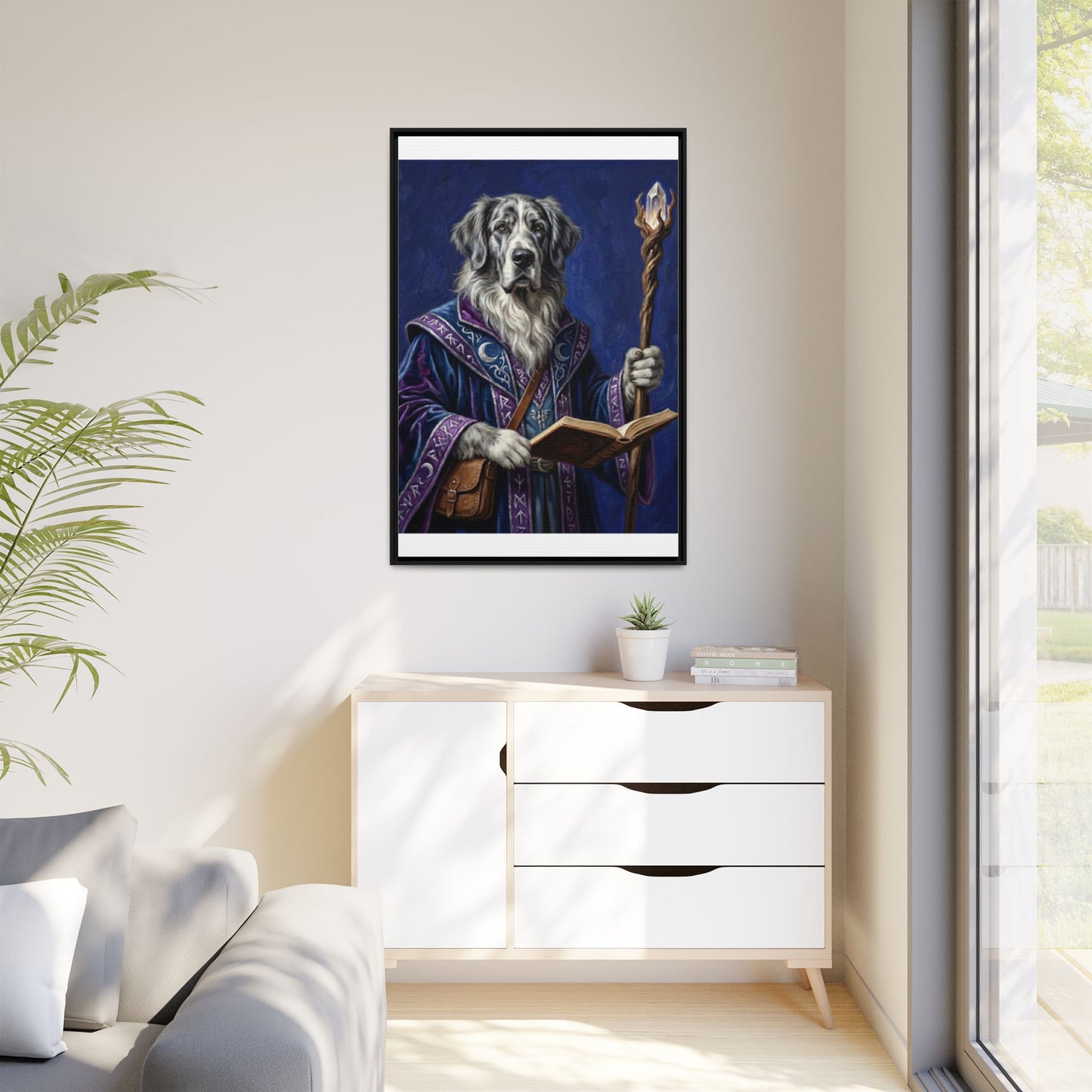 Wizard Dog Framed Canvas Print Mystic Canine Art