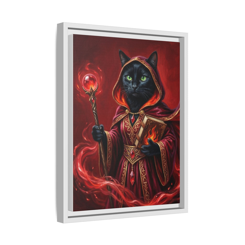 Black Cat Mage Matte Canvas Print (Framed)