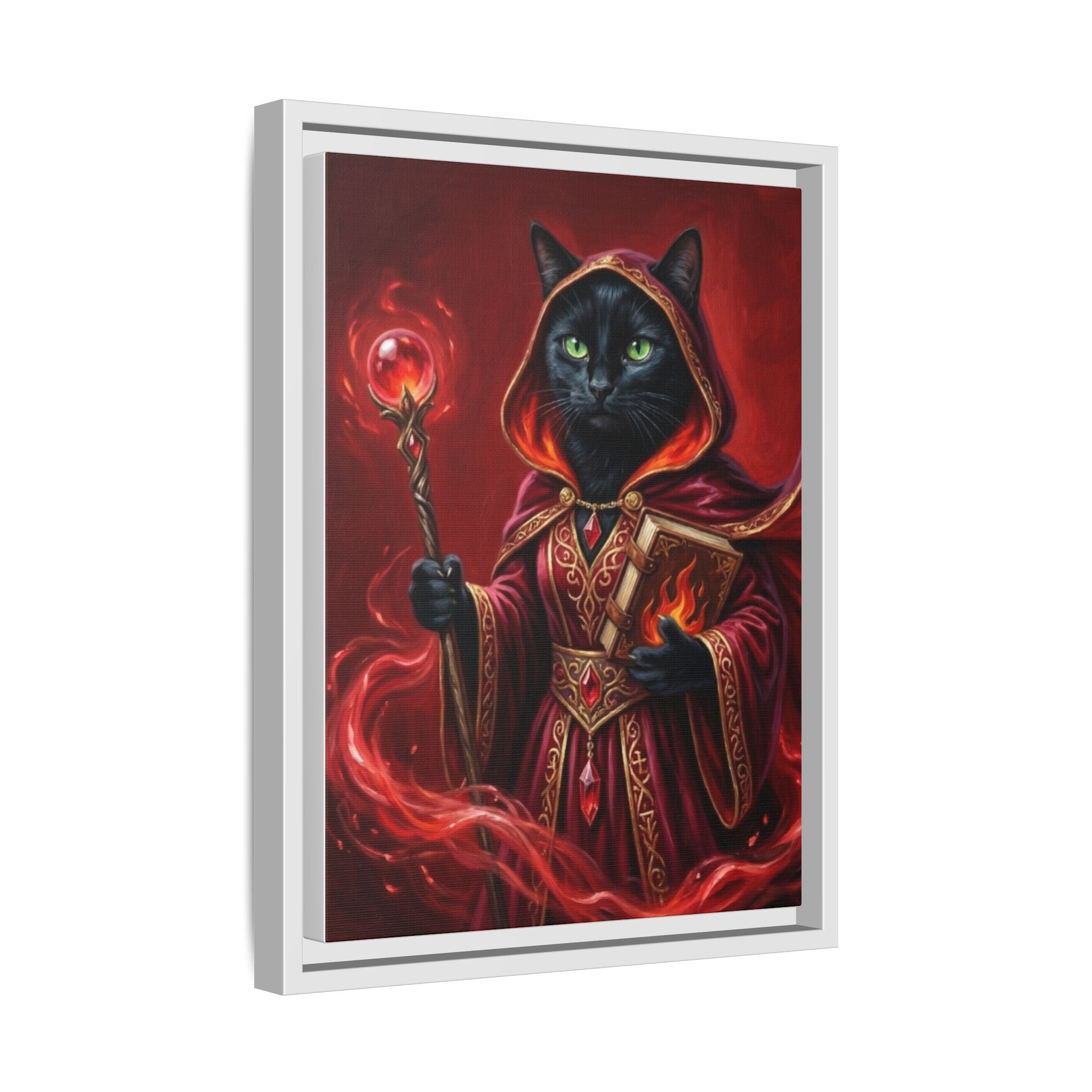 Black Cat Mage Matte Canvas Print (Framed)