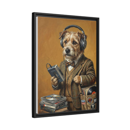 Vintage DJ Dog Matte Canvas Print