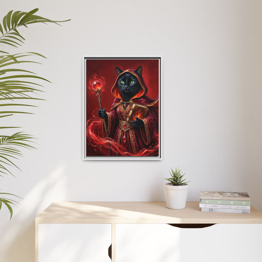 Black Cat Mage Matte Canvas Print (Framed)