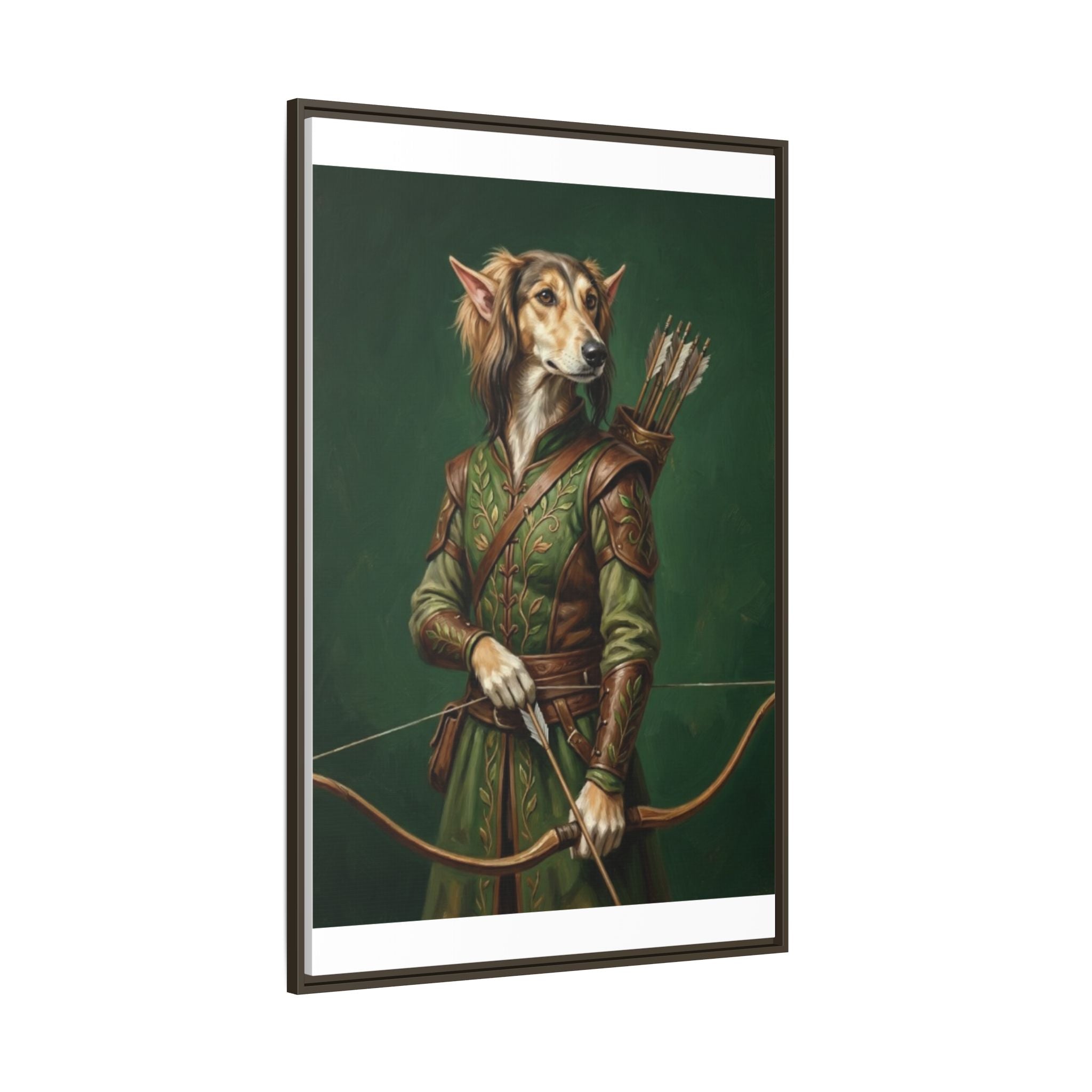 Archer Dog Matte Canvas Print — Framed Fantasy Animal Portrait