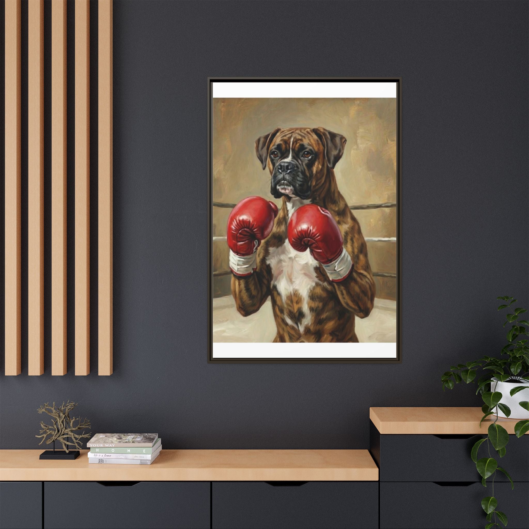 Boxer Dog Canvas Print — Framed Matte Wall Art