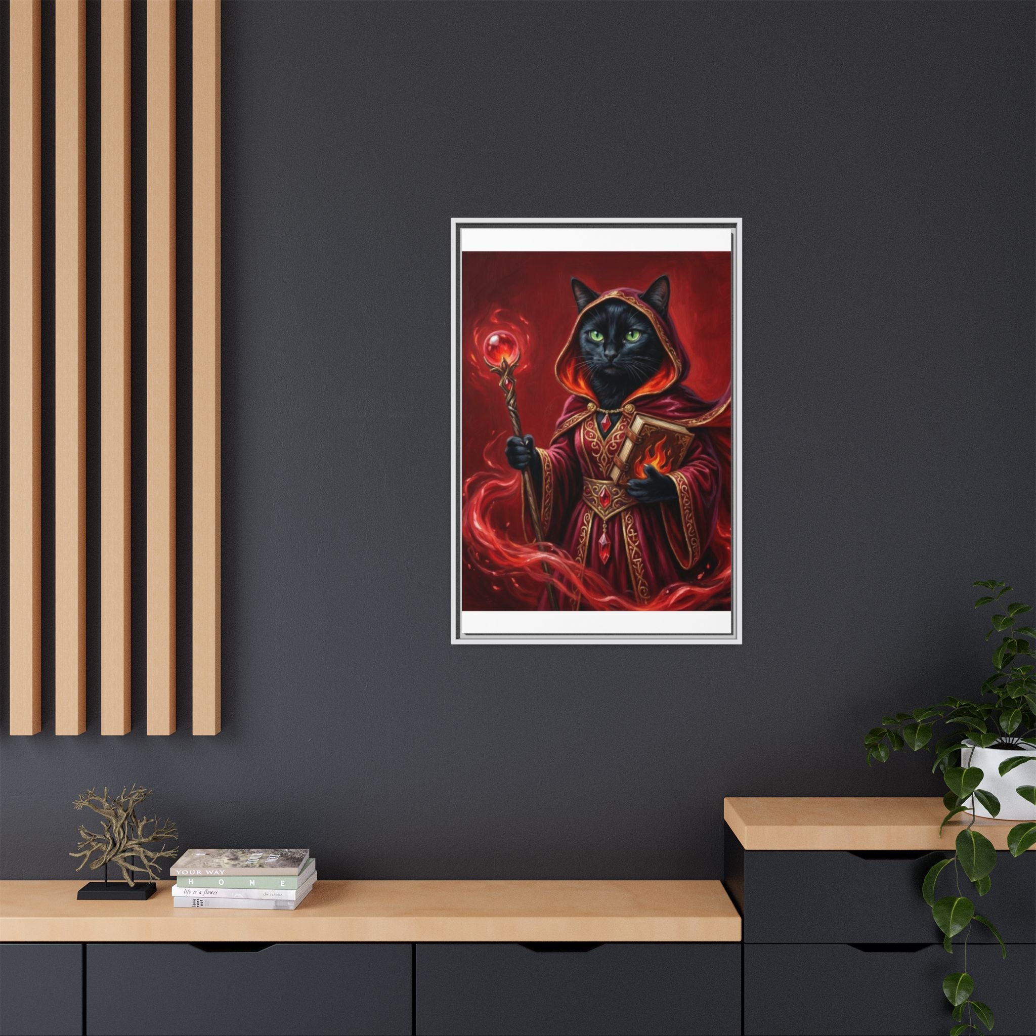 Black Cat Mage Matte Canvas Print (Framed)