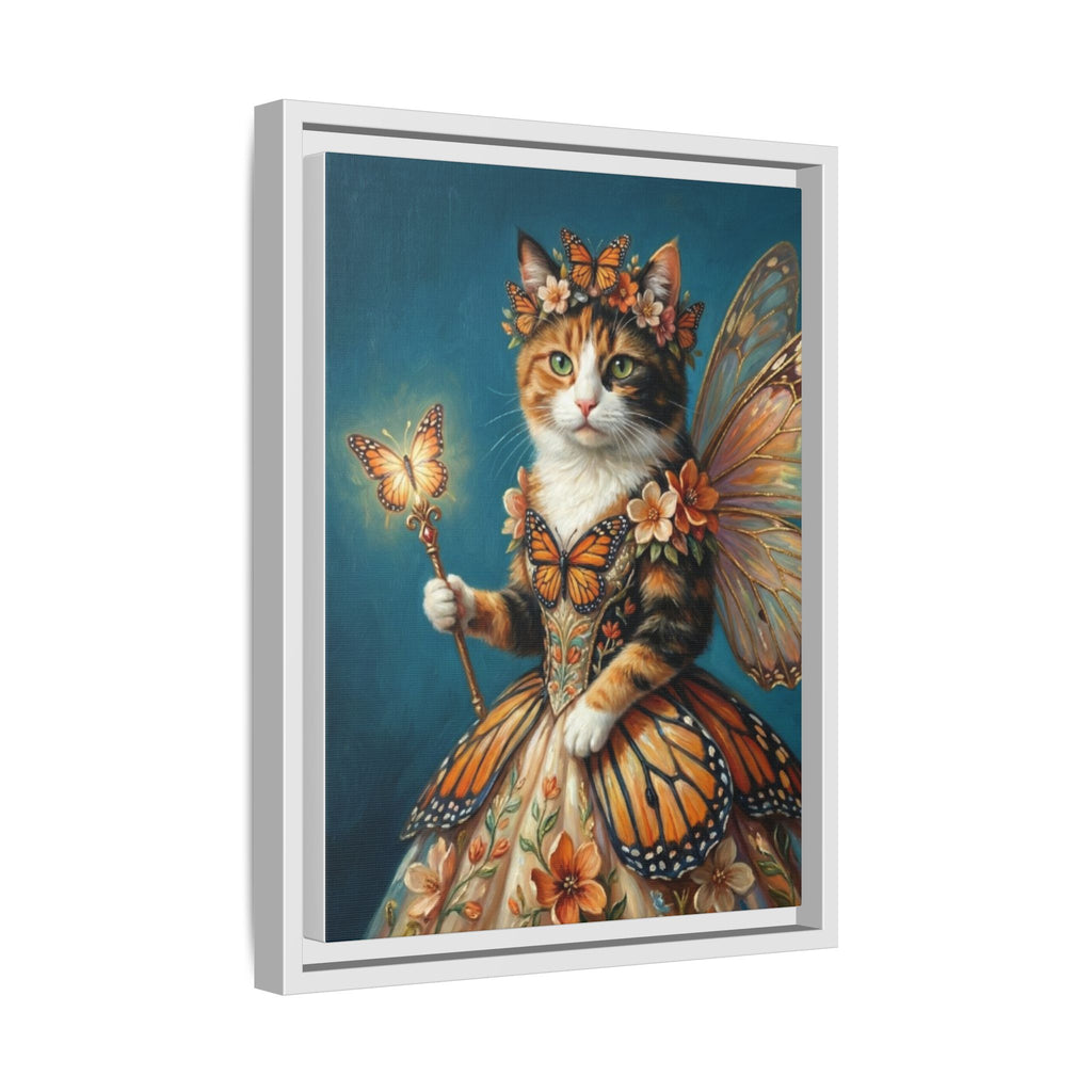 Butterfly Fairy Cat Matte Canvas Framed Art