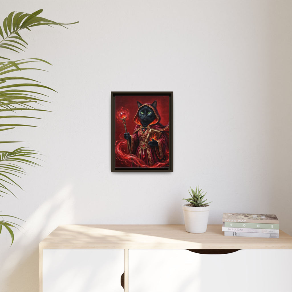 Black Cat Mage Matte Canvas Print (Framed)