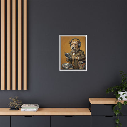 Vintage DJ Dog Matte Canvas Print