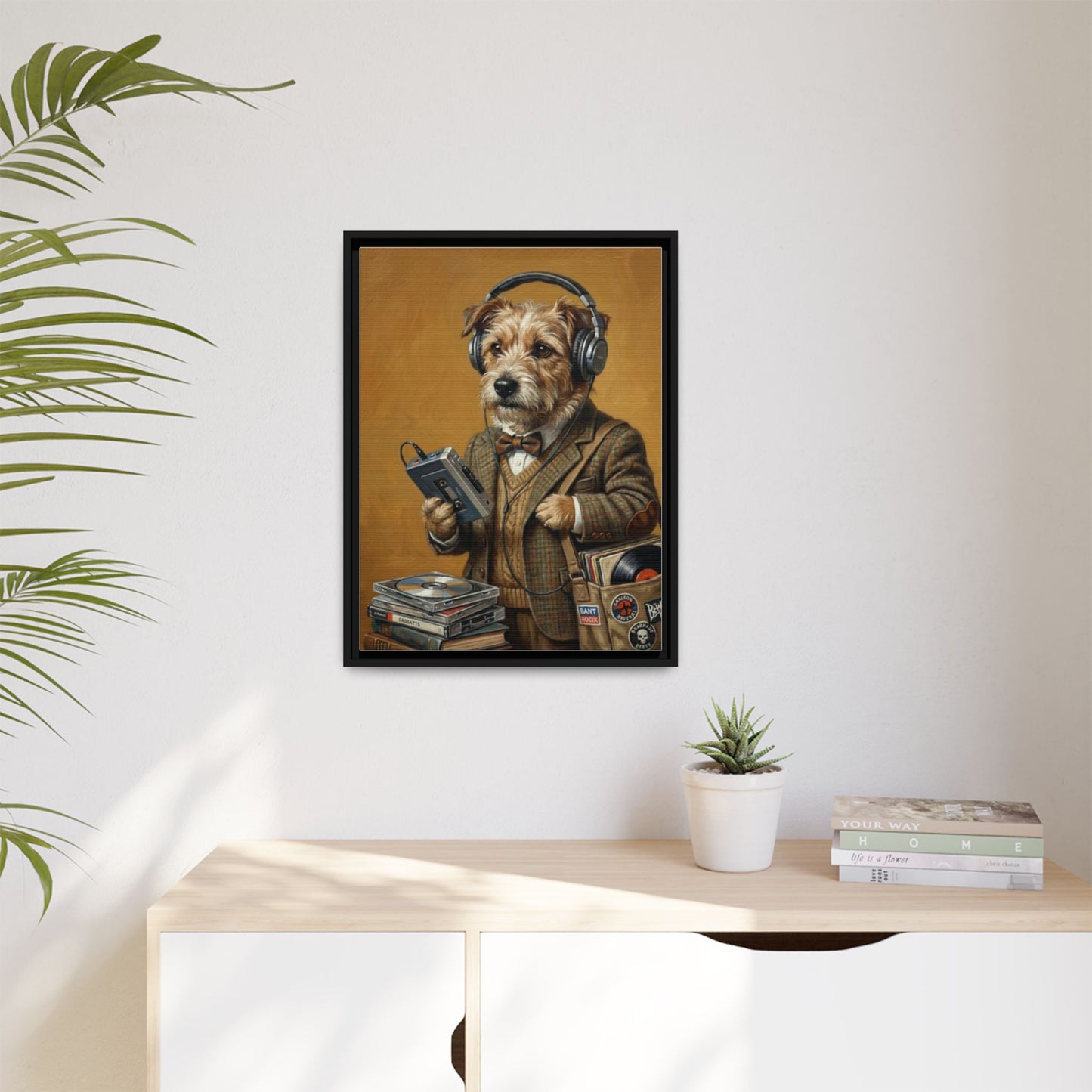 Vintage DJ Dog Matte Canvas Print