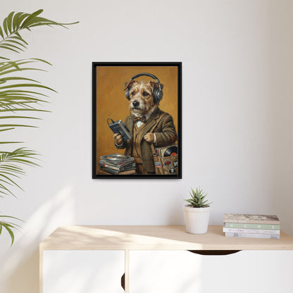 Vintage DJ Dog Matte Canvas Print