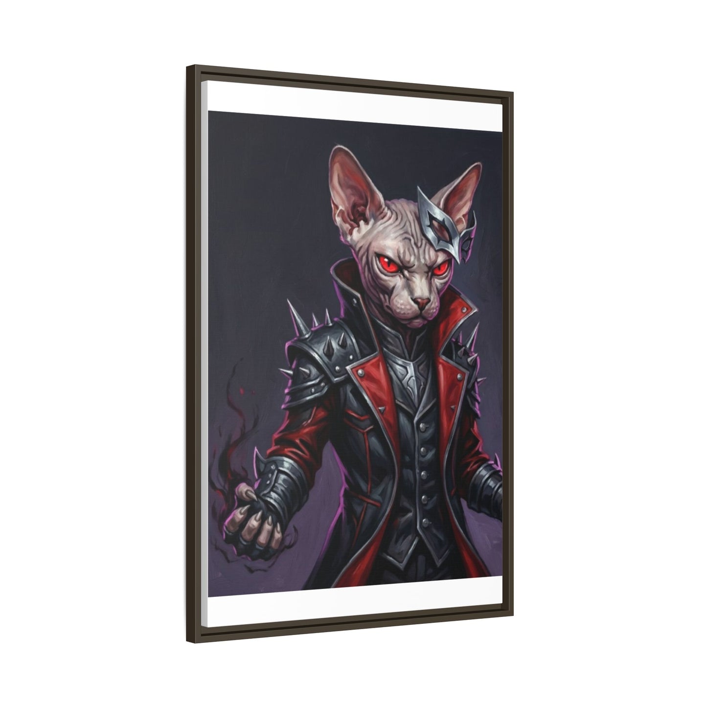 Dark Sphinx Cat Matte Framed Canvas Print Gothic Fantasy Wall Art