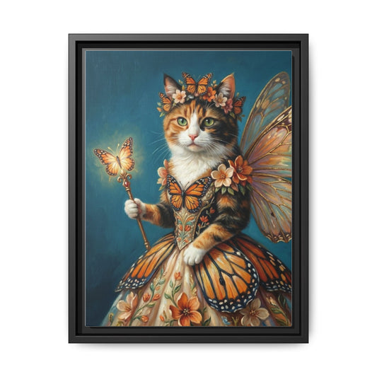 Butterfly Fairy Cat Matte Canvas Framed Art