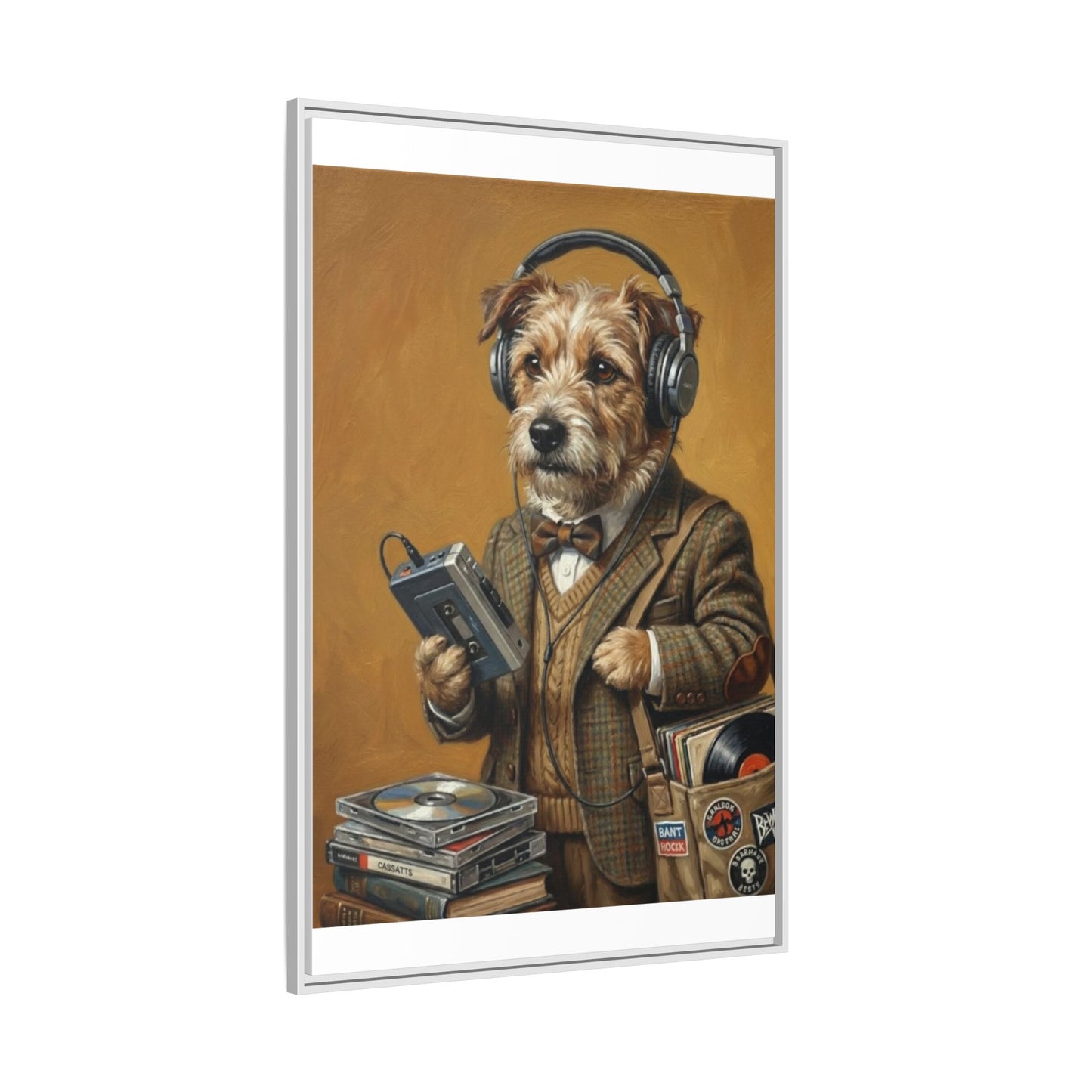 Vintage DJ Dog Matte Canvas Print