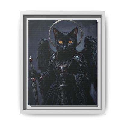 Gothic Black Cat with Halo & Chalice