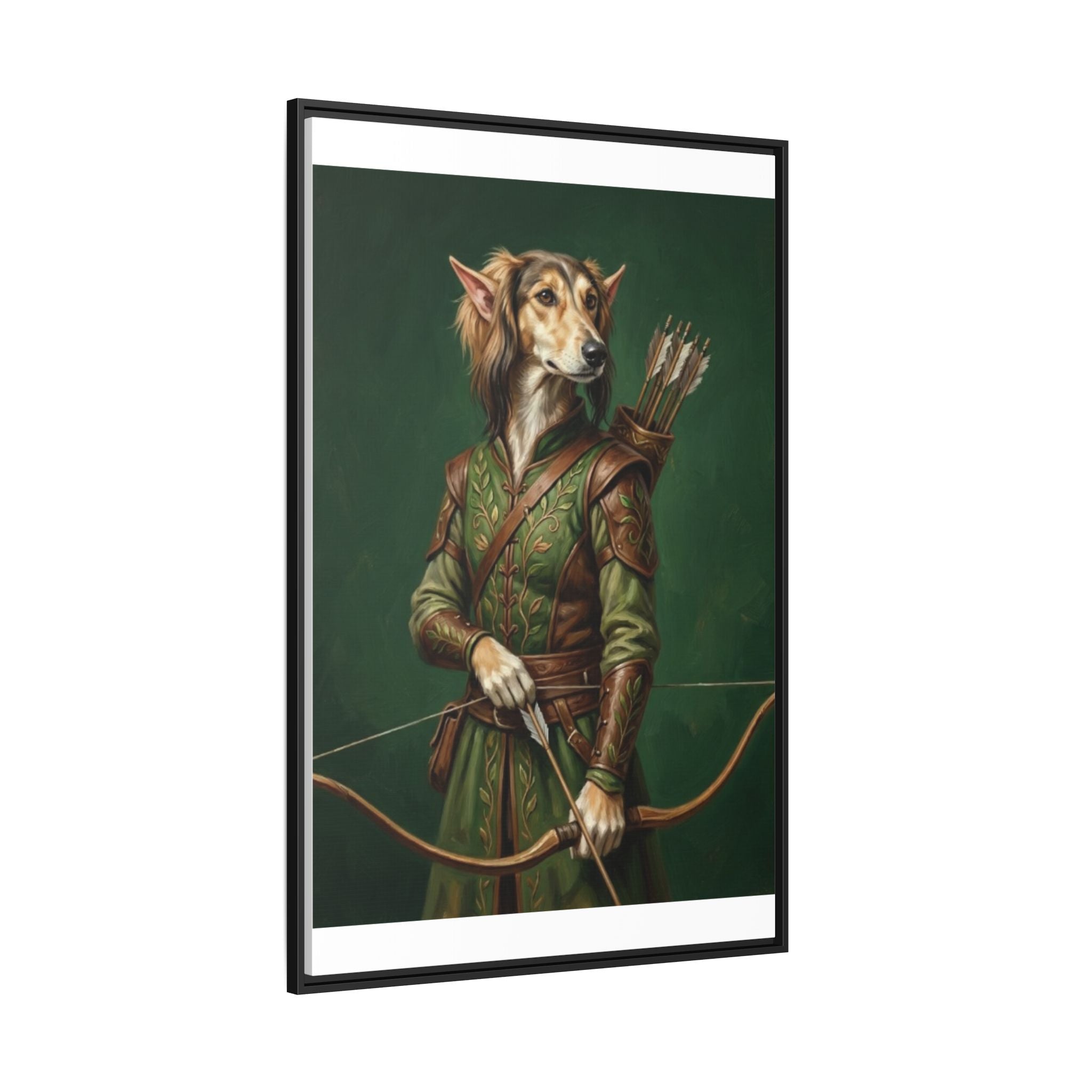 Archer Dog Matte Canvas Print — Framed Fantasy Animal Portrait