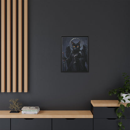 Gothic Black Cat with Halo & Chalice