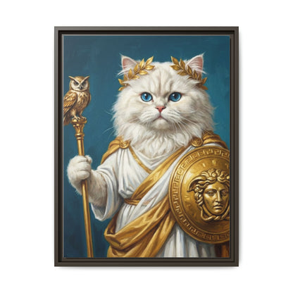 Regal Athena Cat Framed Canvas Print Mythic White Cat Wall Art