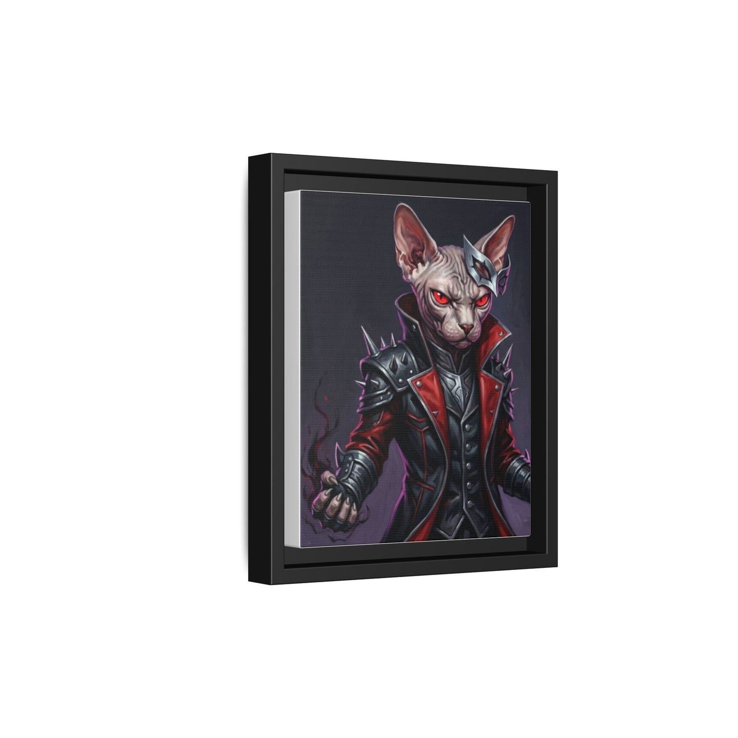 Dark Sphinx Cat Matte Framed Canvas Print Gothic Fantasy Wall Art