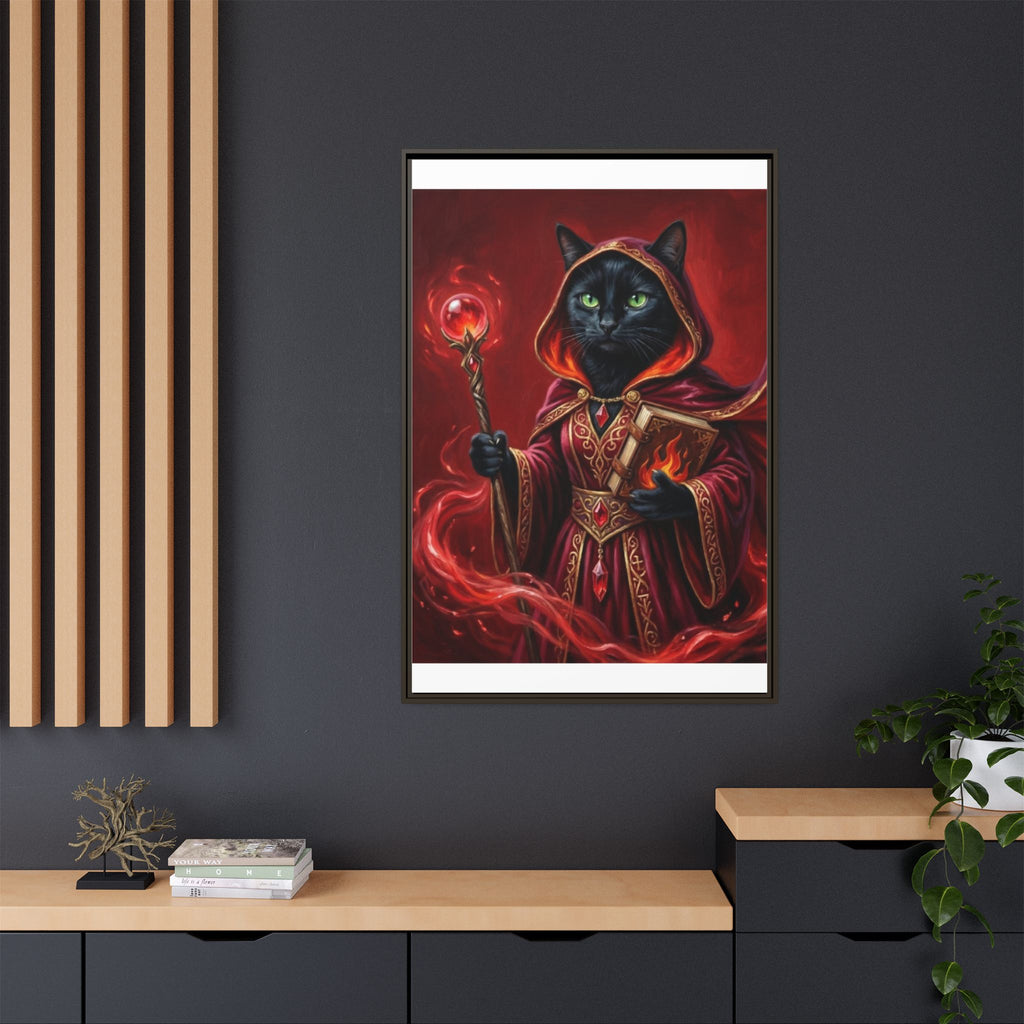 Black Cat Mage Matte Canvas Print (Framed)