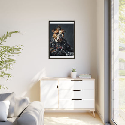 Punk Bulldog Biker Matte Canvas Print