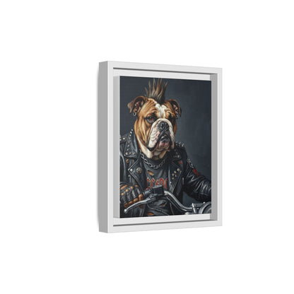 Punk Bulldog Biker Matte Canvas Print