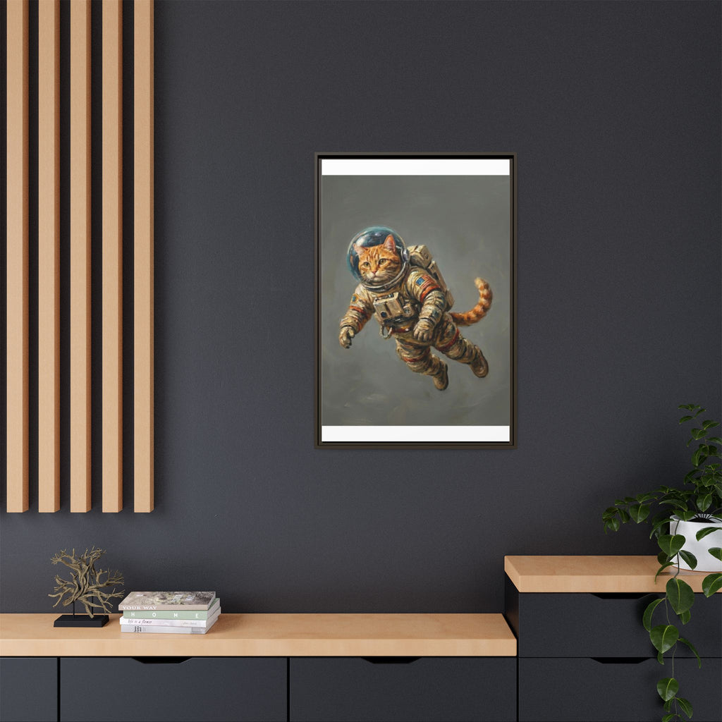 Astronaut Cat Matte Framed Canvas — Whimsical Space Cat Wall Art
